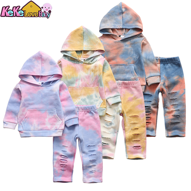 Newborn Infant Baby Boys Clothes Set Outfits Hoodies Pants Fashion Girls Clothing Cotton Tie Dye 2Pcs Toddler 2020 Autumn Winter