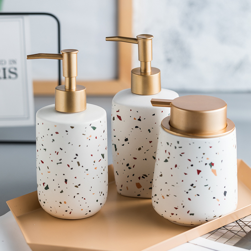 White Ceramic Soap Dispenser Shampoo Bottle Home Hotel Shower Gel Hand Washing Jar Bathroom Kitchen Liquid Soap Storage Bottle