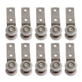 10Pcs 2.55x0.74inch Bend Pipe Metal Bearing Pulley Block with Two Plastic Wheel for Sliding Door Window Cabinet