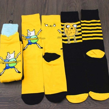 Cute anime cartoon adventure socks yellow street role playing cotton comics female men socks party novelty interesting spring