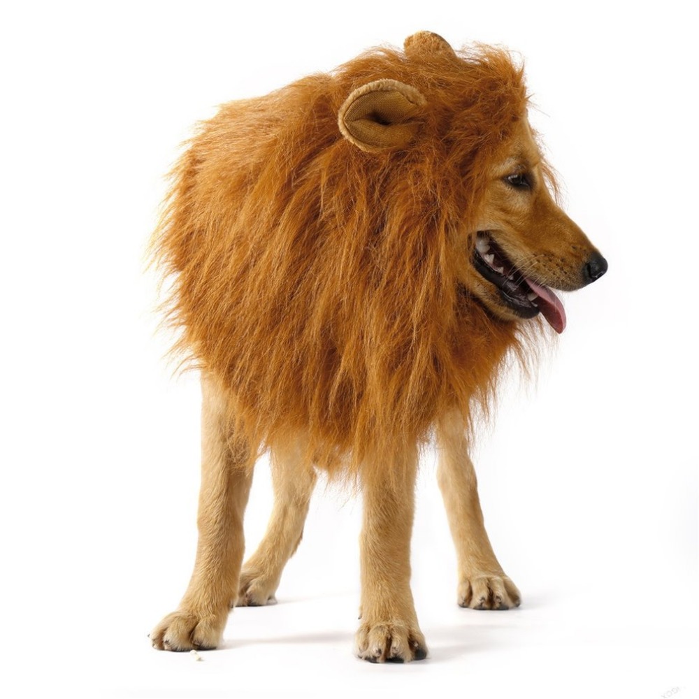 Fancy Dress Up Pet Costume Cat Halloween Clothes Dogs Lion Mane Wig With Ears Festival Dress Up