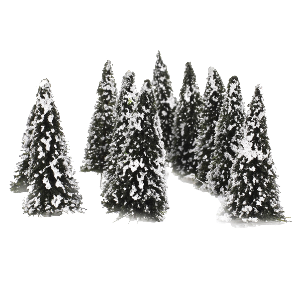 10pcs Plastic Model Tree with Snow N Scale Building Park Garden Miniature Landscape Wargame Scenery Supplies