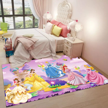 Cartoon Mat Living Room Carpet Long Hair Bedside Rug Living Room Coffee Table Rug Girl Princess Mat Non-slip Baby Playmat