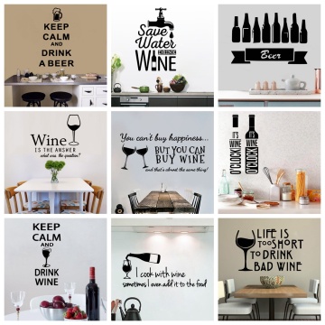 Classic Sentence Drink Beer Wine Keep Calm Removable Vinyl Wall Stickers For Kitchen Living Room Background Art Decor Wall Decal