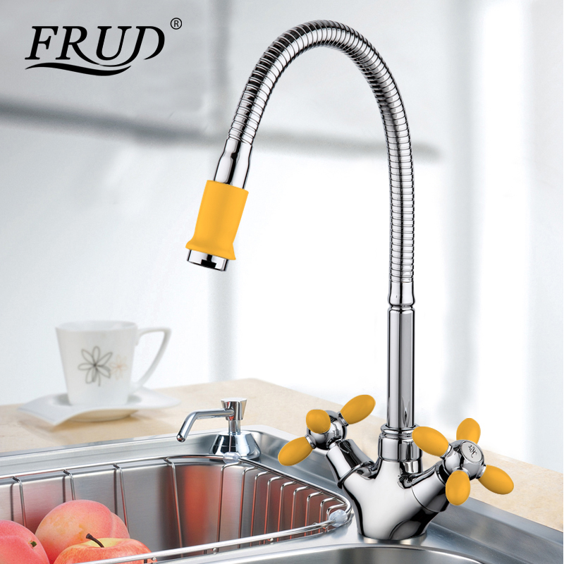 Frud Solid Kitchen Mixer Cold and Hot flexible Kitchen Tap Single lever Hole Water Tap Kitchen Faucet Torneira Cozinha R43127-9