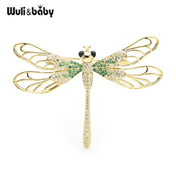 Wuli&baby Czech Rhinestone Dragonfly Brooches New Insects Weddings Banquet Office Women Brooch Pins Gifts