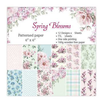KLJUYP 12 Sheets Spring Blossoms Scrapbooking Pads Paper Origami Art Background Paper Card Making DIY Scrapbook Paper Craft