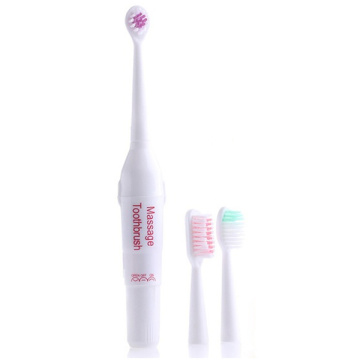 Rotary electric toothbrush adult Teeth whitening tool 3 brush heads IPX7 waterproo Portable Oral cleaning appliance AAA battery