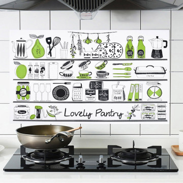 Useful Kitchen Wall Sticker Cartoon Aluminum Foil Oil-proof Stickers Kitchen Cupboard Sticker Waterproof Selfadhesive Wallpaper