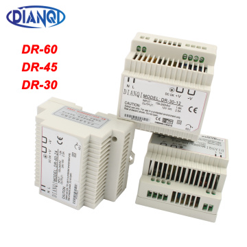 DIANQI DR-60W 30W 45W 12V 24V 15V 48V Din Rail switching power supply ac-dc driver voltage regulator power suply DR-60-12