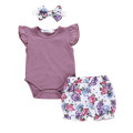 Summer New Fashion Newborn Kids Baby Girls Outfits Clothes Daily Bodysuit+Flower Print Shorts Set Wholesale Free Ship Z4