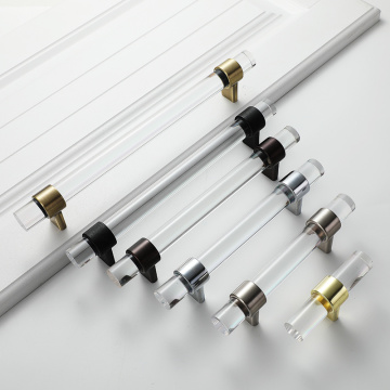 Various Sizes Modern Style Acrylic Drawer Knobs T bar Handle Bathroom Pulls Kitchen Cabinet Door Handle Pull