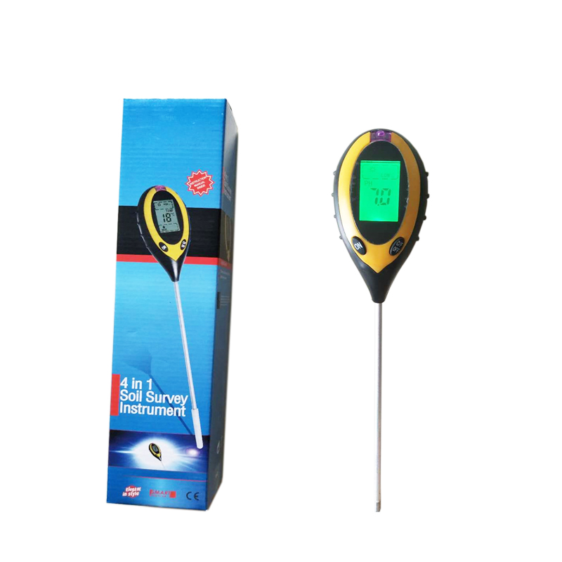 Professional 4 in 1LCD Soil PH Meter Tester PH Moisture meter Temperature Sunlight Intensity measurement Analysis Soil Acidity