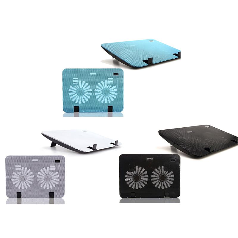 2021 New Metal Panel Dual Fan Notebook Cooler Laptop Cooling Pad Slim Stand for 15.6" PC