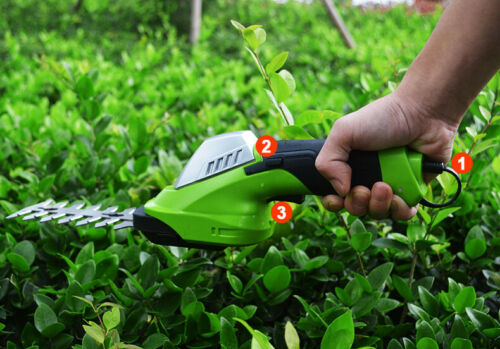 7.2V Rechargeable Cordless Grass Hedge Trimmer Shrubber Shear Cutter Garden Tool