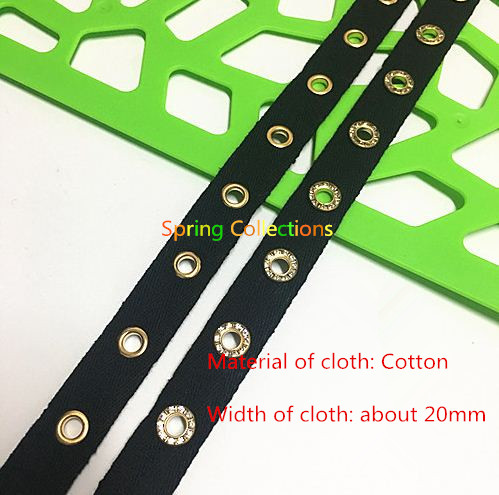 2yards Cloth Width 20mm Garment Eyelets Grommet Tape with Eyelet Cotton webbing trim tape for sling belt free shipping