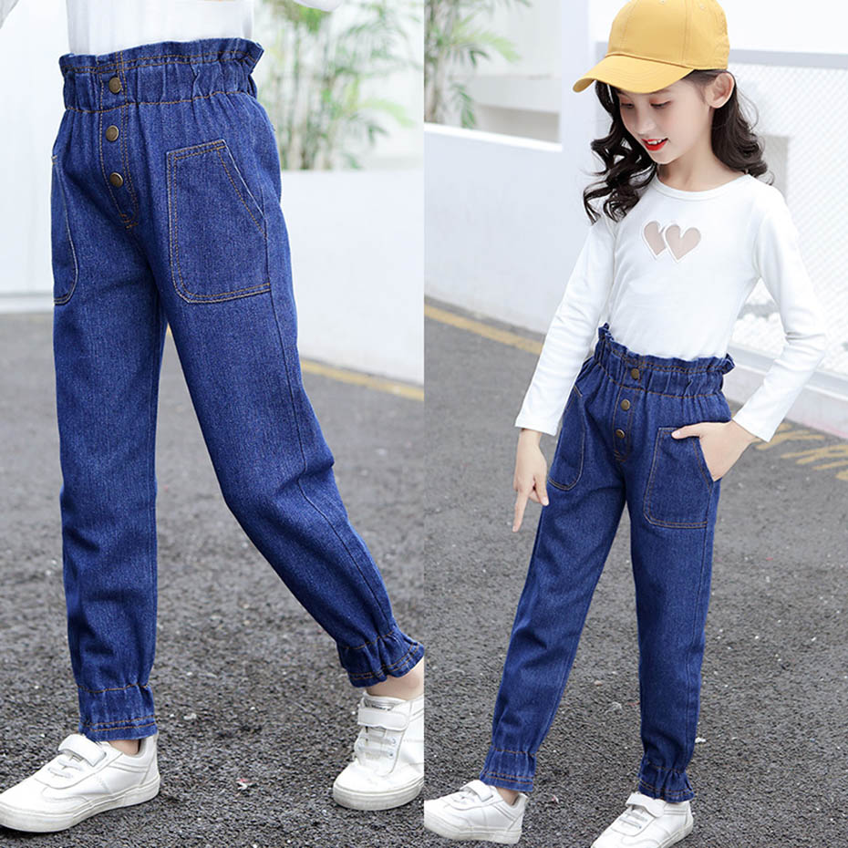 Jeans Girl Solid Color Girl's Jeans Casual Style Jeans Kids Spring Autumn Children's Clothing 6 8 10 12 14