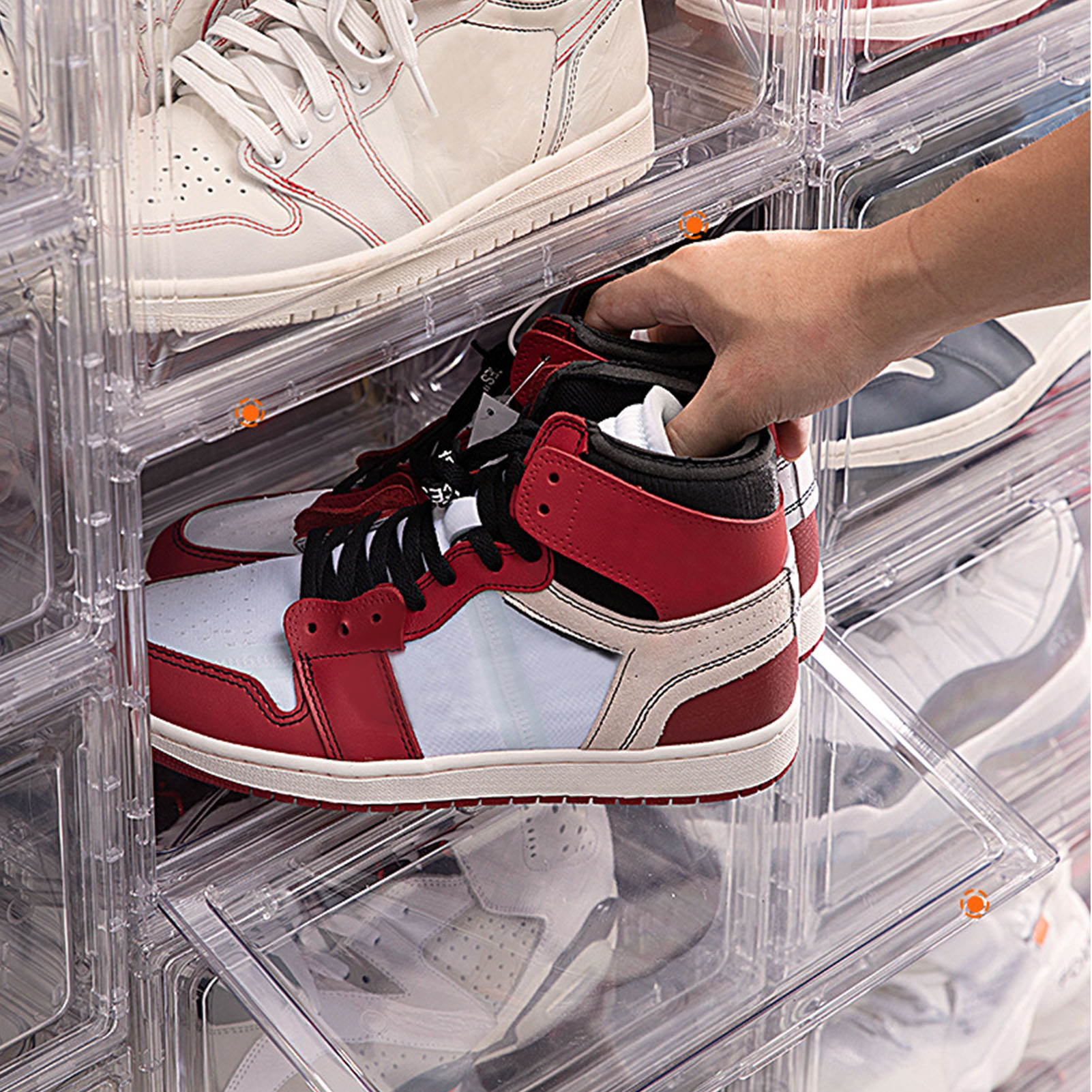 Shoes Storage Box Shoes Display Holder Magnetic Type Eco-friendly Transparent Cabinet Sneaker Case For Home Shoes Collector