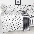 3Pcs Baby Bedding Set Soft Cotton Crib Sets Black White Cartoon Pattern Baby Cot Set Including Duvet Cover Pillowcase Flat Sheet