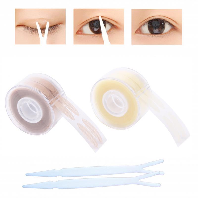 600Pcs Invisible Fiber Big Eyes Makeup Eyelid Sticker Double Fold Self Adhesive Eyelid Tape Stickers Clear Beige Invisible Tool