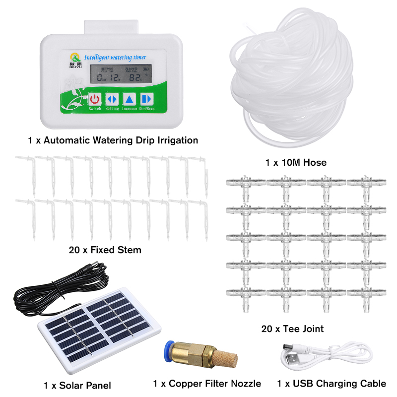 45Pcs 10M DIY Drip Irrigation System Solar Automatic Watering Garden Hose Micro Drip Watering Kits with Adjustable Drippers