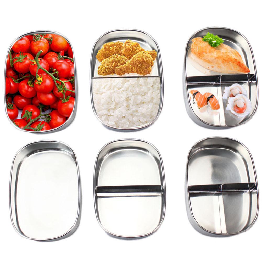 Stainless Steel Bento Lunch Box Single/Two/Three Layer Food Container Portable Lunchbox Kitchen Rectangle Bowls