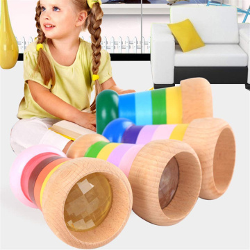 Creative Rainbow Wooden Toys Cute Mini Kaleidoscope Bee Eye Effect Polygon Prism Classic Toys For Chldren