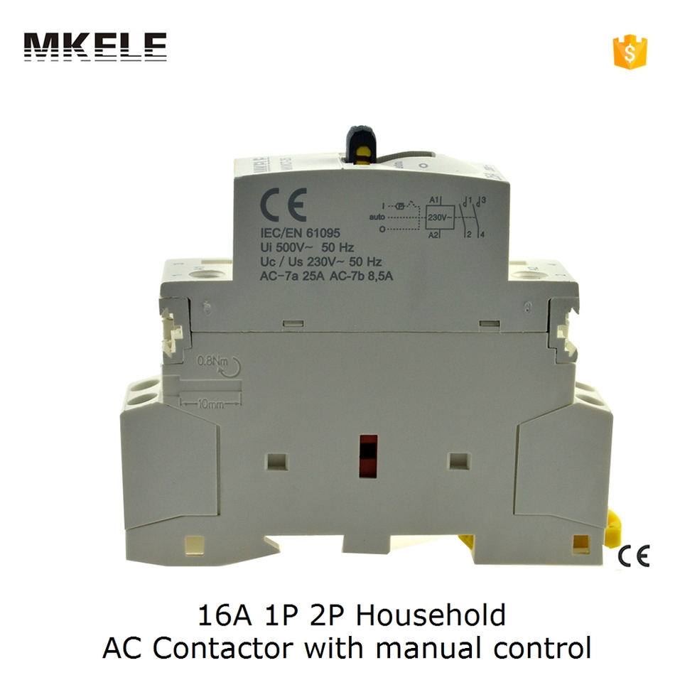CT 16A 2P Din Rail AC Contactor coil 220V 110V 24V With Manual Control Contator Modularization 2NC