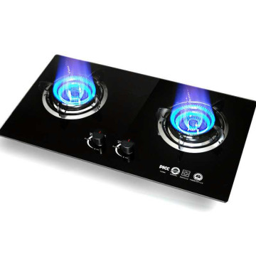 2 Pots Gas Stove Dual Use Embedded Table Natural Gas Liquefied Gas Cooktop Home Catering Equipment Tempered Glass Energy Saving