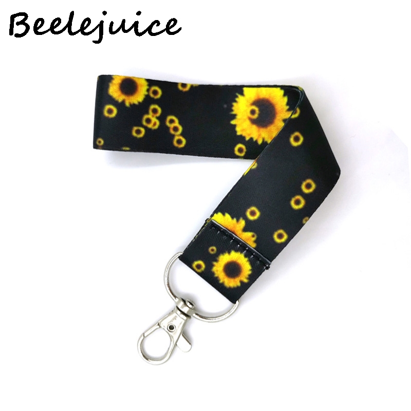 1set Sunflowers Wristlet Neck Strap Lanyard keychain Mobile Phone Strap ID Badge Holder Rope Key Chain Keyrings Accessories Gift