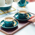 Luxury Nordic Home Blue Cup Small Luxury Coffee Cup Set Reusable Tea Cups and Saucer Sets Pack Utensil Taza Cafe Home Drinkware