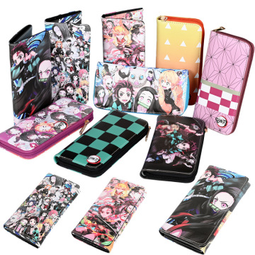 Anime Demon Slayer Nezuko Long PU Leather Wallet Kimetsu no Yaiba Anime Purse