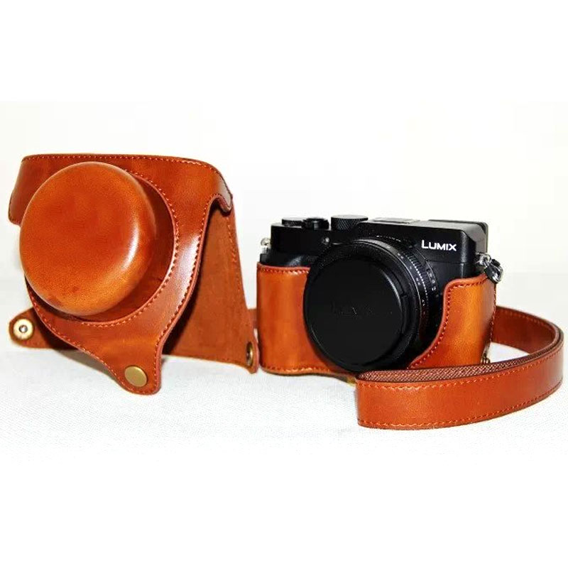 PU Leather Case Bag for Panasonic lx100 LUMIX LX100 DMC-LX100 Camera with Leather Shoulder Strap Leather Video bag Accessories