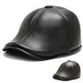 Top Level Leather Peaked Cap Men Gorras Duckbill Visor Hat Middle-aged Winter Autumn Warm Flat Cap Vintage Boinas Gatsby Hat L14
