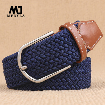 MEDYLA 100-120x3.2cm New mens casual Stretch Woven Belt Women's Child Elastic Belts For Jeans knitted belts