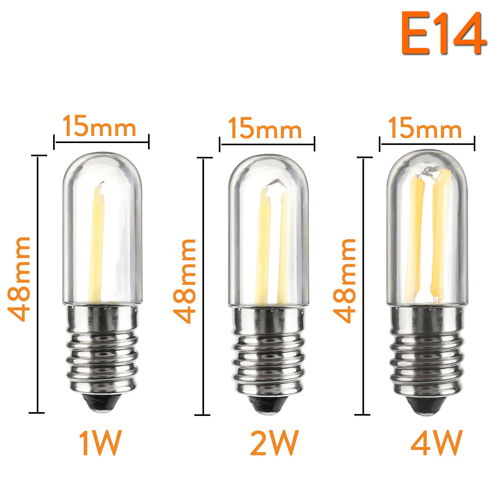 Dimmable COB LED Filament Light Edison Bulbs E12 E14 110V 220V Home Retro Vintage T15 Refrigerator Fridge Indicator Light Lamps
