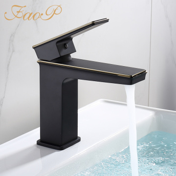 FAOP Basin Faucets luxury Black bathroom faucet mixer taps Brass bathroom sink basin mixer tap torneira do anheiro