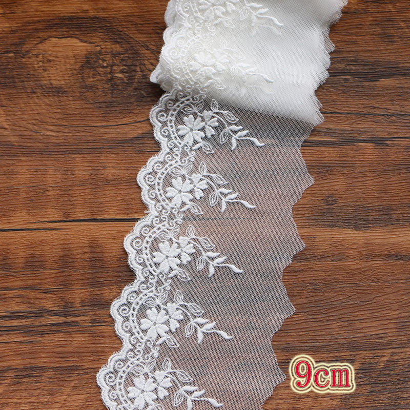 1yard white lace cotton embroidery lace french gauze lace ribbon fabric diy trims handmade clothing wedding sewing Accessories