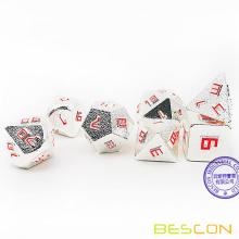 Bescon Silver-Ore Lode Solid Metal Dice Set, Raw Metal Polyhedral D&D RPG 7-Dice Set