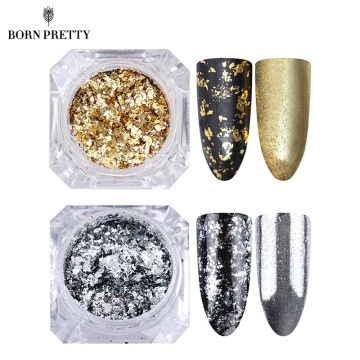 BORN PRETTY Silver Gold Flakes Nail Aluminum Sequins 0.2g Bling Mirror Nail Glitters Powder Paillettes DIY Nail Art Decoration