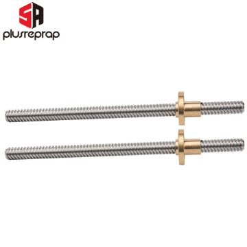 2PCS T8 8mm Lead Screw 350mm with Brass Nut Bore 8mm Lead Trapezoidal Spindle Screw Lead Screw Rod T Shape Linear Rail Bar Shaft