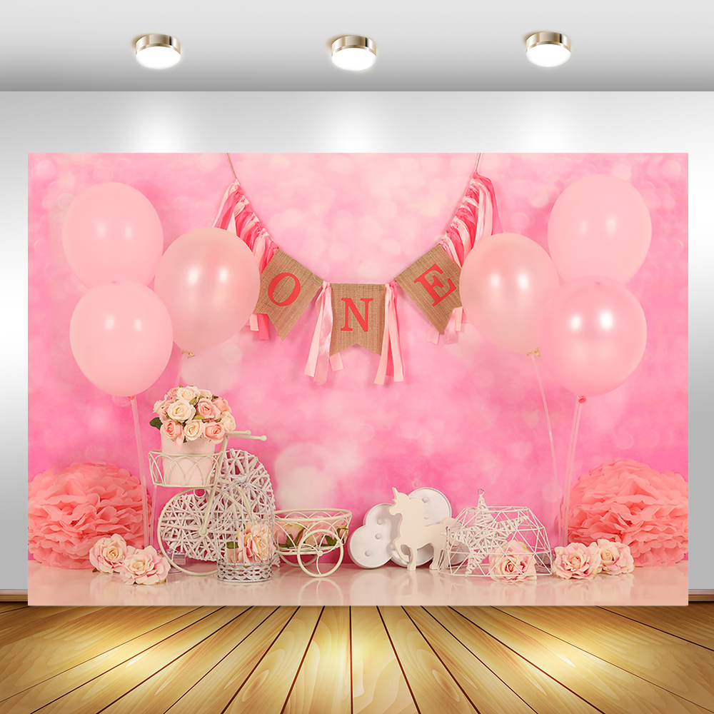 Mehofoto 1st Birthday Photography Background Birthday Balloon Flowers Backdrop Decorations Photocall Background Photo Studio