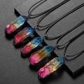 Natural healing crystal gem hexagon point Necklace Life Tree metal Wrapped Pendant aura quartz jewelry suitable for women