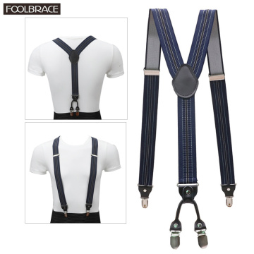 4 Clip Men's Suspenders Men Braces Supports Tirantes Real Leather For Women Elastic Adjustable Pants Straps Clothing 3.5cm Width