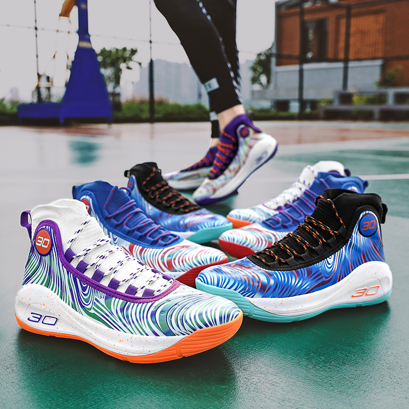 2020 Camouflage Purple Basketball Shoes Couple Men Streetball Sneakers Bounce Basket Sports Shoes For Men Zapatillas Deportivas