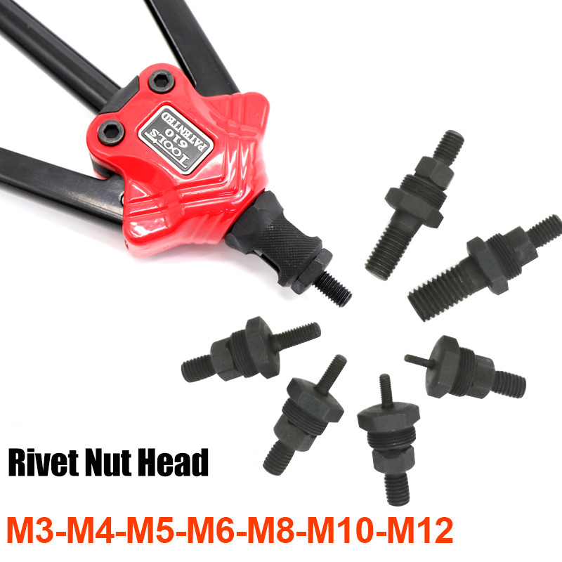 14'' Hand Threaded Rivet Nuts Guns Double Insert Manual Riveter Riveting Rivnut Tool for M3/M4/M5/M6/M8/M10/M12