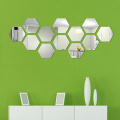 12/24Pcs 3D Mirror Wall Stickers Hexagon Home Decor Mirror Stickers Art Wall Decoration Stickers Removable Living-Room Decal