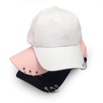 Baseball Cap with Rings Bboy Adjustable Casual Snapback Sport Hip-Hop Ball Hat Baseball Caps Unisex Hats Black Pink White