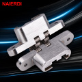 2PCS NAIERDI 304 Stainless Steel Hidden Hinges Seven Size Invisible Concealed Folding Door Hinge For Kitchen Furniture Hardware