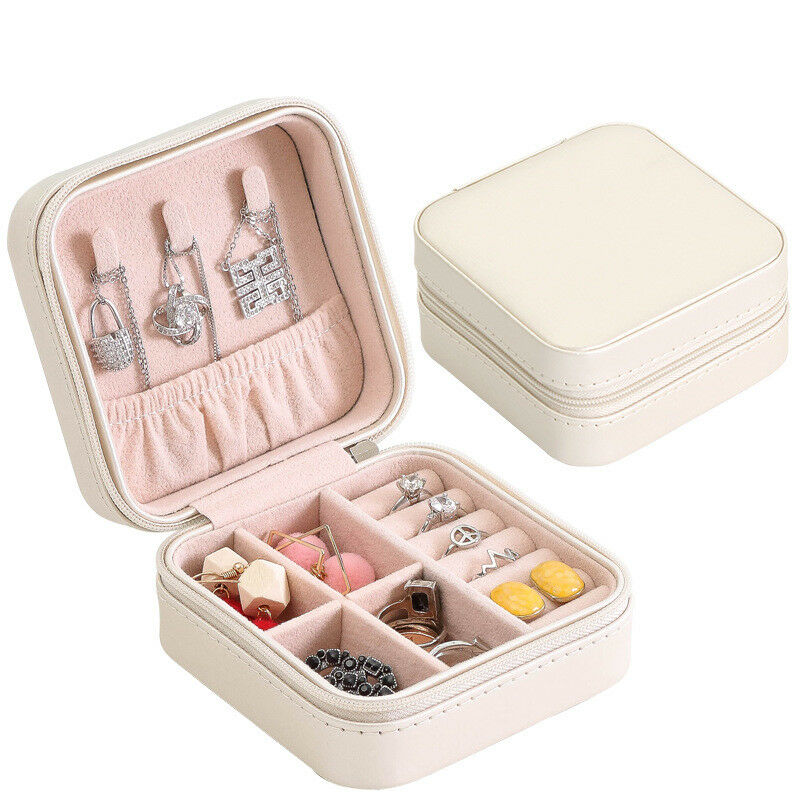 Portable Travel Jewelry Box Organizer Jewelry Ornaments Storage Case Earring Ring Necklace Storage Box Valentine's Day Gift